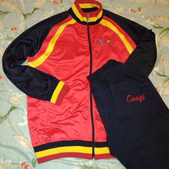 COOGI Tracksuit Spanish Futbol Colors Embroidered Handprints Jacket & Sweatpants - Picture 2 of 5